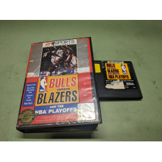 Bulls Vs Blazers and the NBA Playoffs Sega Genesis Cartridge and Case