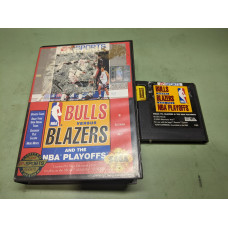 Bulls Vs Blazers and the NBA Playoffs Sega Genesis Cartridge and Case